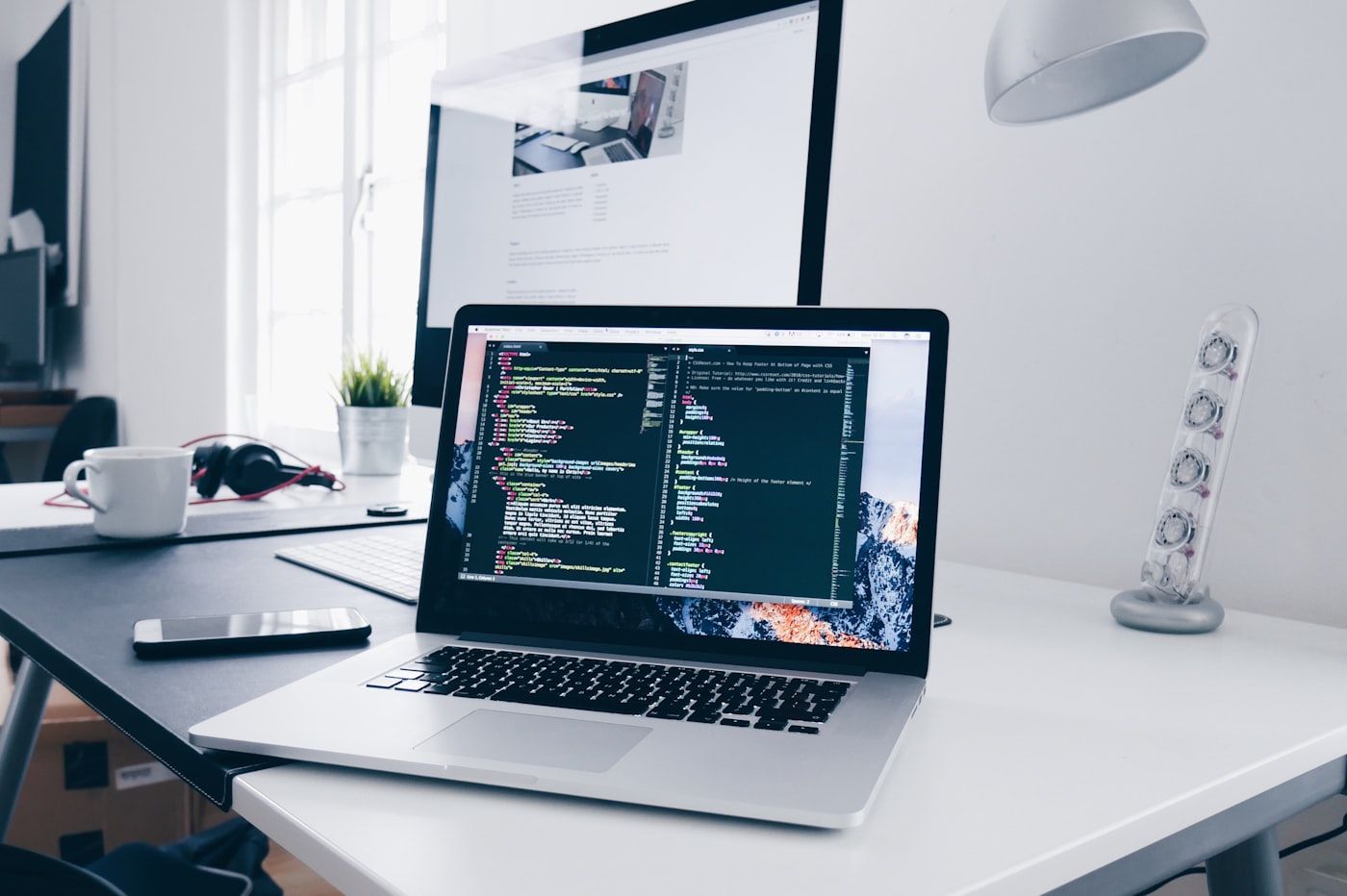 Futuristic workspace with screens