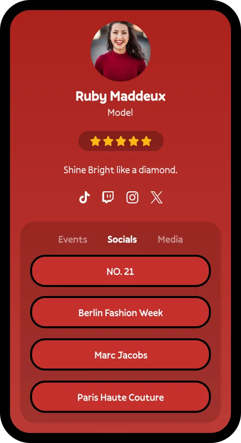 Social Page profile example on red phone