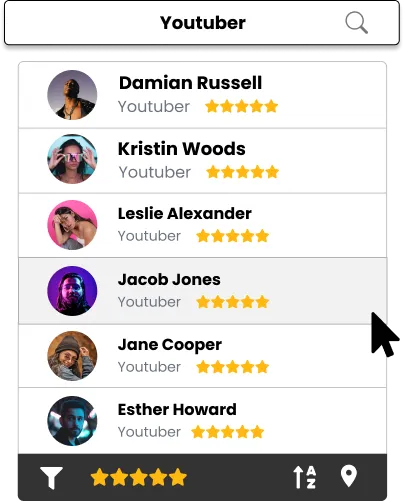 Social Search feature for discovering creators